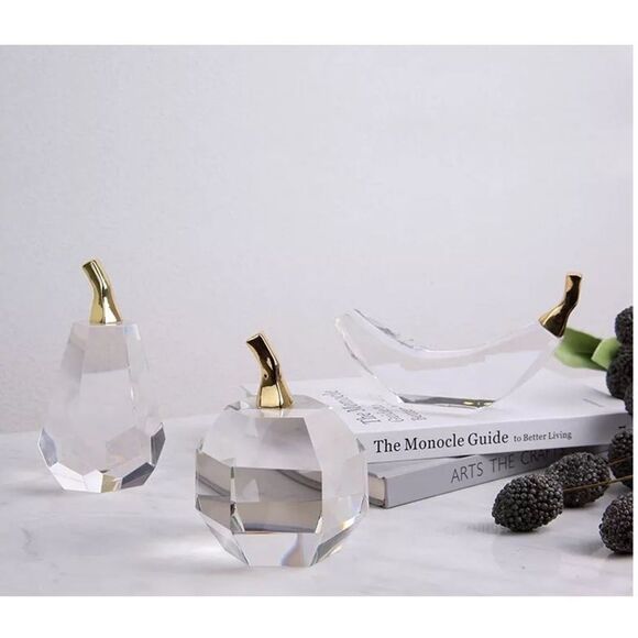 Elegant Crystal Banana Figurine with Gold Accent - Picture 3 of 3